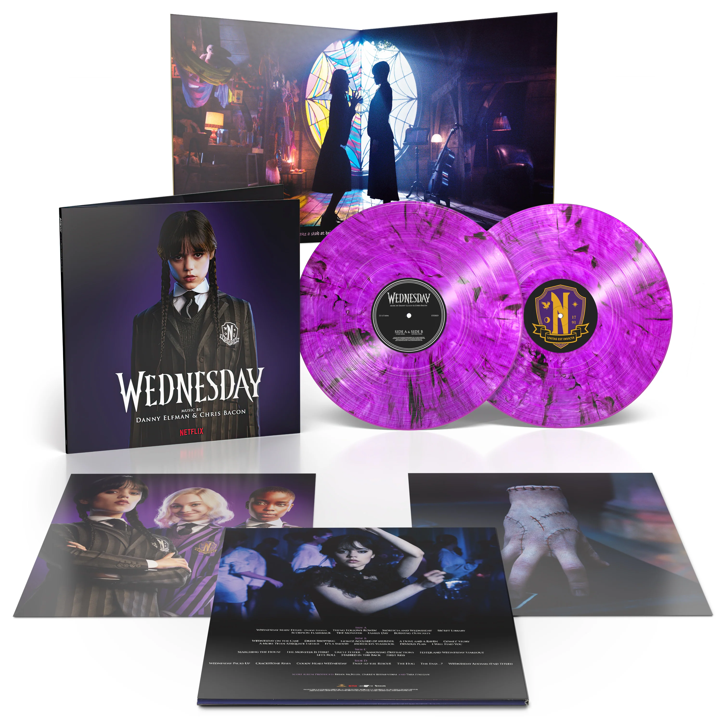 Wednesday 2 x 'Purple Goth with Smoky Shadow' Vinyl - Danny Elfman & Chris Bacon - Image 2